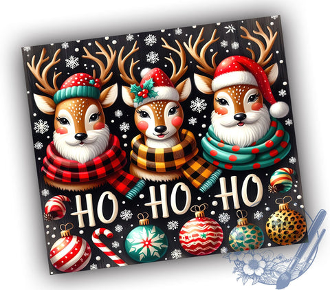 Ho Ho Ho Deer, Christmas Deer, Reindeer, Merry Christmas, 20oz Tumbler, Sublimation Design, Holiday Decor, Festive Gift Sublimation ToriDesigns 
