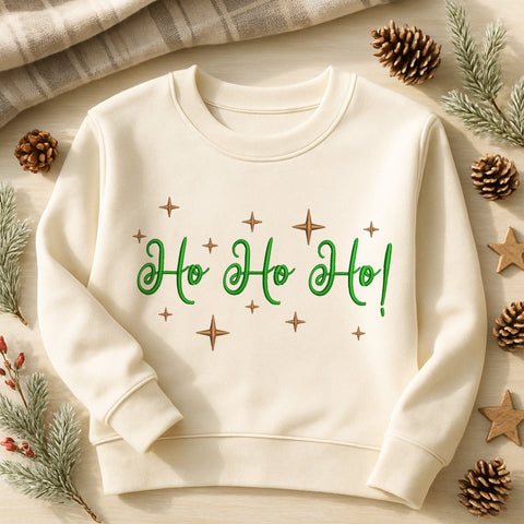 Ho Ho Ho Embroidery Design, Christmas Lettering Machine Embroidery, Retro Sparkle Holiday Pattern, Festive Stitch File PES DST EXP Jef VP3 Embroidery/Applique DESIGNS HappyDesignStudio 