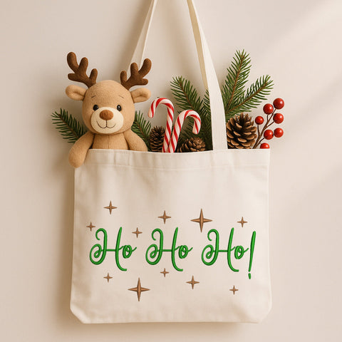 Ho Ho Ho Embroidery Design, Christmas Lettering Machine Embroidery, Retro Sparkle Holiday Pattern, Festive Stitch File PES DST EXP Jef VP3 Embroidery/Applique DESIGNS HappyDesignStudio 