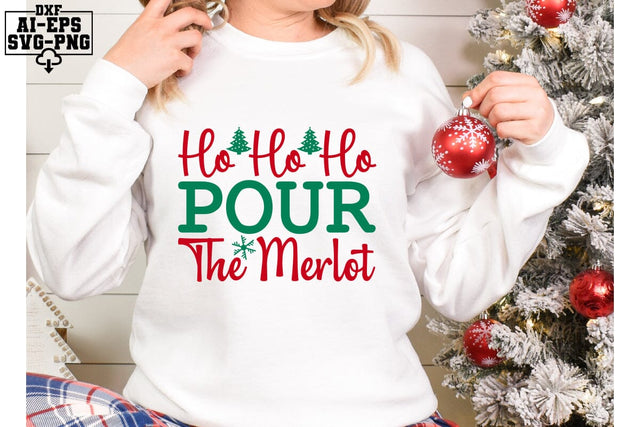 Ho Ho Ho Pour The Merlot Svg Cut Files Creative Art SVG CraftlabSvg55 