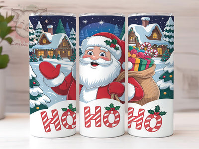 Ho Ho Ho Santa Christmas Tumbler, Santa Claus Christmas Wrap, Jolly Holiday Sublimation, Festive Santa Cup, 20Oz Skinny Tumbler Wrap, Cheerful Christmas Mug, Classic Santa Design Sublimation Lara' s Designs 