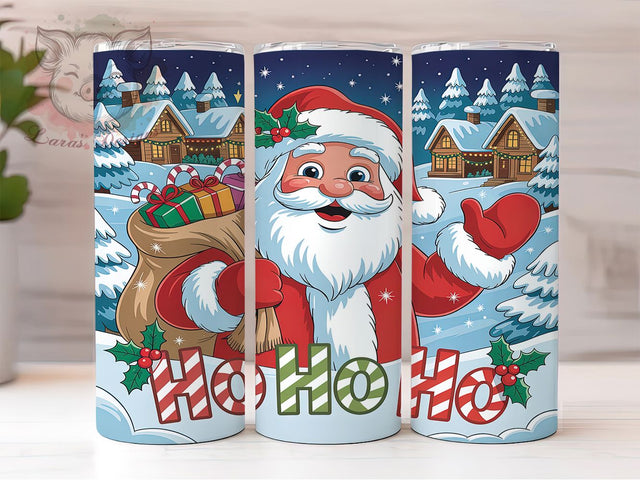 Ho Ho Ho Santa Christmas Tumbler, Santa Claus Christmas Wrap, Jolly Holiday Sublimation, Festive Santa Cup, 20Oz Skinny Tumbler Wrap, Cheerful Christmas Mug, Classic Santa Design Sublimation Lara' s Designs 