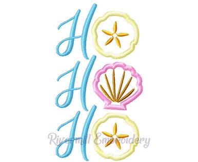 Ho Ho Ho With Sea Shells Christmas Applique Machine Embroidery Design Embroidery/Applique DESIGNS Rivermill Embroidery 