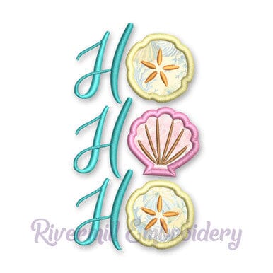 Ho Ho Ho With Sea Shells Christmas Applique Machine Embroidery Design Embroidery/Applique DESIGNS Rivermill Embroidery 