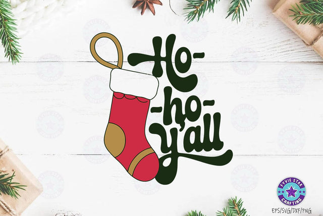 Ho Ho Ho y'all, Christmas Quote SVG Design, Christmas Sublimation T-shirt SVG FiveStarCrafting 