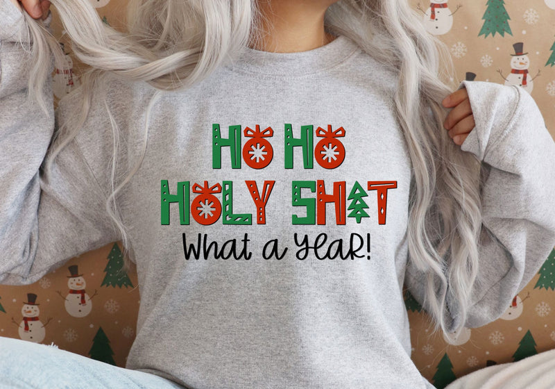 Ho Ho Holy Shit What A Year | Christmas Profanity PNG | Adult Holiday Humor Design Sublimation Crafting After Dark 