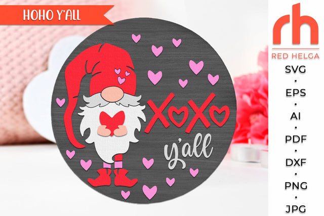 Ho Ho Y’all SVG, Layered Valentine’s Day Door Sign Cut File SVG RedHelgaArt 