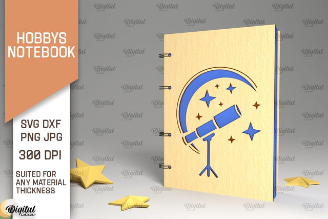 Hobbies Notebook Laser Cut. Wooden Notebook SVG SVG Evgenyia Guschina 