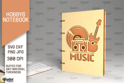 Hobbies Notebook Laser Cut. Wooden Notebook SVG SVG Evgenyia Guschina 