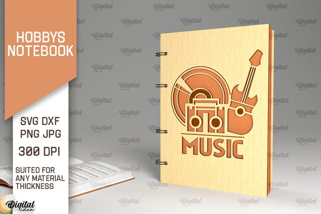 Hobbies Notebook Laser Cut. Wooden Notebook SVG SVG Evgenyia Guschina 