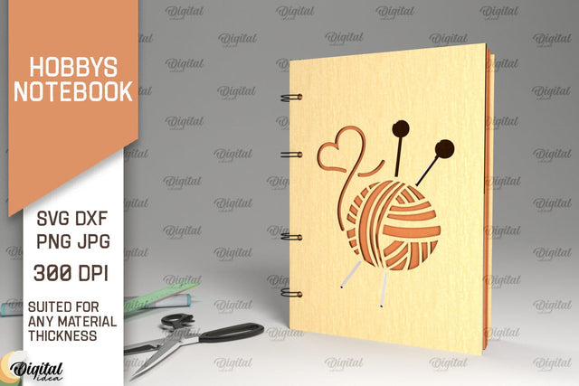 Hobbies Notebook Laser Cut. Wooden Notebook SVG SVG Evgenyia Guschina 