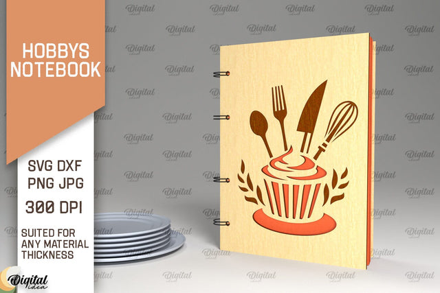 Hobbies Notebook Laser Cut. Wooden Notebook SVG SVG Evgenyia Guschina 