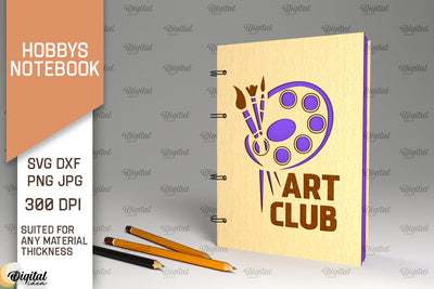 Hobbies Notebook Laser Cut. Wooden Notebook SVG SVG Evgenyia Guschina 