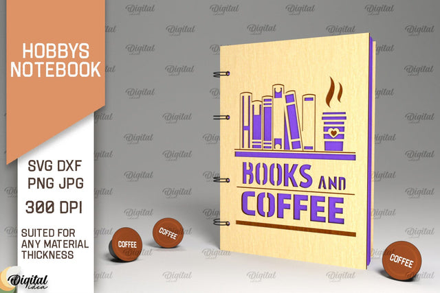 Hobbies Notebook Laser Cut. Wooden Notebook SVG SVG Evgenyia Guschina 