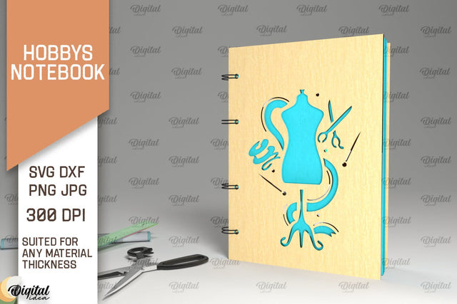 Hobbies Notebook Laser Cut. Wooden Notebook SVG SVG Evgenyia Guschina 
