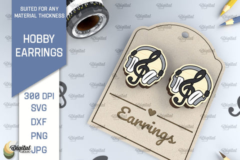 Hobby Earrings Laser Cut Bundle. Wooden Earrings SVG SVG Evgenyia Guschina 