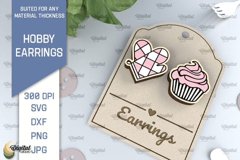 Hobby Earrings Laser Cut Bundle. Wooden Earrings SVG SVG Evgenyia Guschina 