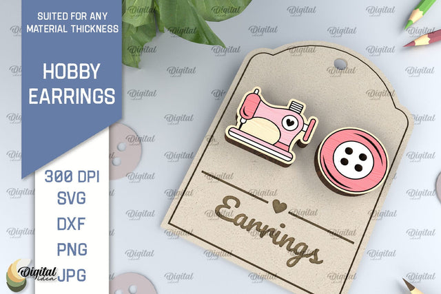 Hobby Earrings Laser Cut Design. Hobby Earrings SVG SVG Evgenyia Guschina 