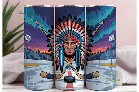 Hockey Chief 20oz Tumbler Wrap Sublimation PixelChick 
