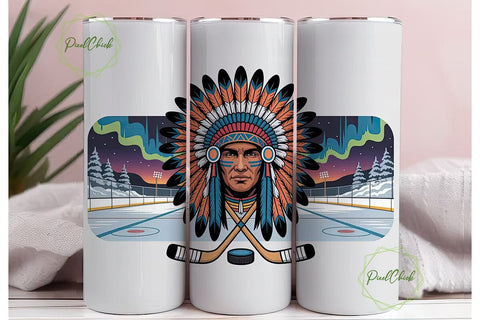 Hockey Chief 20oz Tumbler Wrap Sublimation PixelChick 