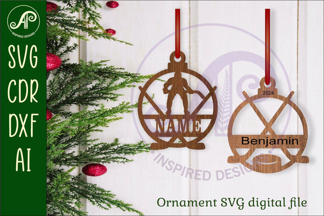 Hockey Christmas Ornament SVG laser cut SVG APInspireddesigns 