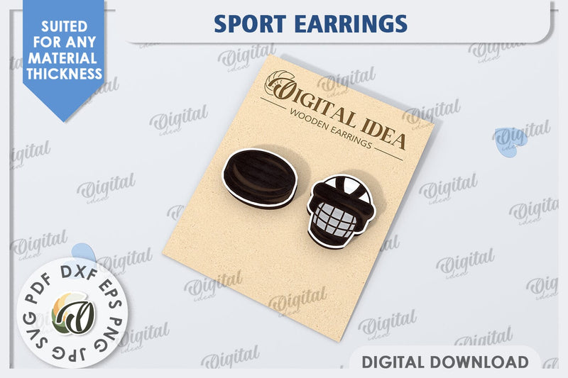 Hockey Earrings Laser Cut. Sports Stud Earrings SVG SVG Evgenyia Guschina 