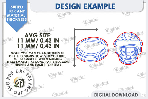 Hockey Earrings Laser Cut. Sports Stud Earrings SVG SVG Evgenyia Guschina 