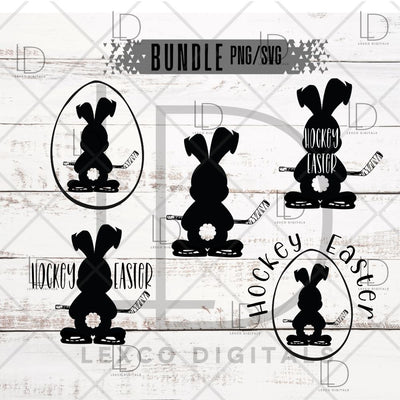 Hockey Easter Bundle Bunny With Skates And Ice Hockey Stick PNG/SVG Instant Download Easy Cut File Sublimation Hoodie Crew Neck Mug Tumbler Sticker Tshirt Image SVG Lexco Digitals 