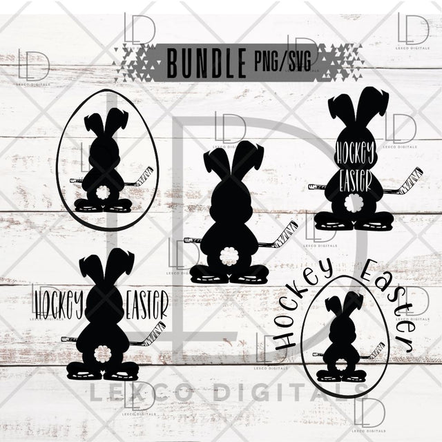 Hockey Easter Bundle Bunny With Skates And Ice Hockey Stick PNG/SVG Instant Download Easy Cut File Sublimation Hoodie Crew Neck Mug Tumbler Sticker Tshirt Image SVG Lexco Digitals 