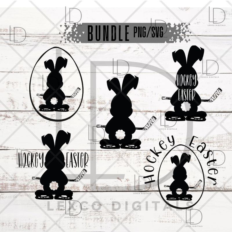 Hockey Easter Bundle Bunny With Skates And Ice Hockey Stick PNG/SVG Instant Download Easy Cut File Sublimation Hoodie Crew Neck Mug Tumbler Sticker Tshirt Image SVG Lexco Digitals 