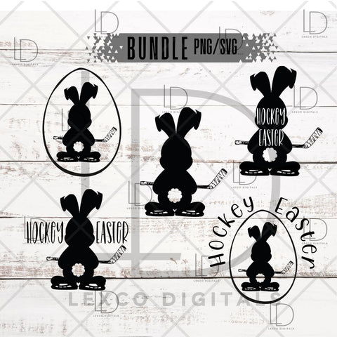 Hockey Easter Bundle Bunny With Skates And Ice Hockey Stick PNG/SVG Instant Download Easy Cut File Sublimation Hoodie Crew Neck Mug Tumbler Sticker Tshirt Image SVG Lexco Digitals 