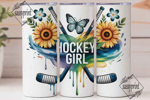 Hockey Girl 20oz Tumbler Wrap Sublimation sassyprint 