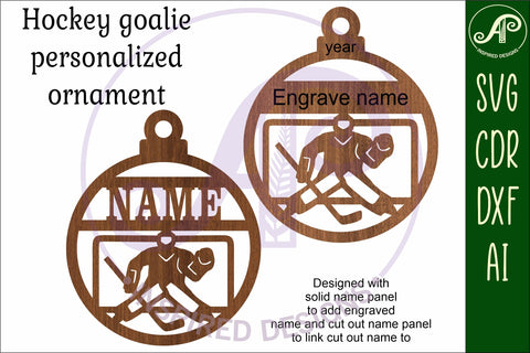 Hockey goalie Christmas Ornament SVG laser cut SVG APInspireddesigns 