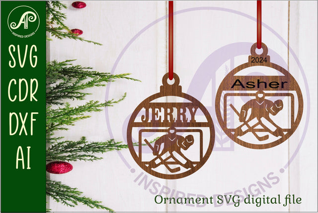 Hockey goalie Christmas Ornament SVG laser cut SVG APInspireddesigns 