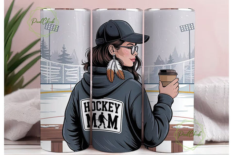 Hockey Mom 20oz Tumbler Wrap Sublimation PixelChick 