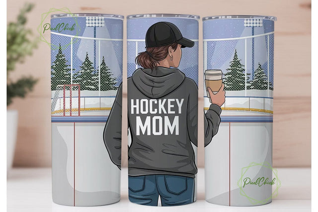 Hockey Mom 20oz Tumbler Wrap Sublimation PixelChick 