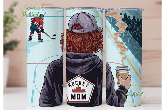 Hockey Mom 20oz Tumbler Wrap Sublimation PixelChick 