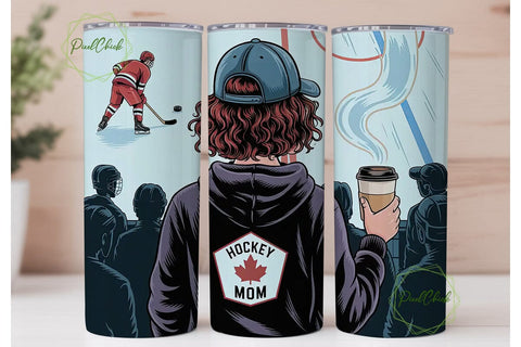 Hockey Mom 20oz Tumbler Wrap Sublimation PixelChick 