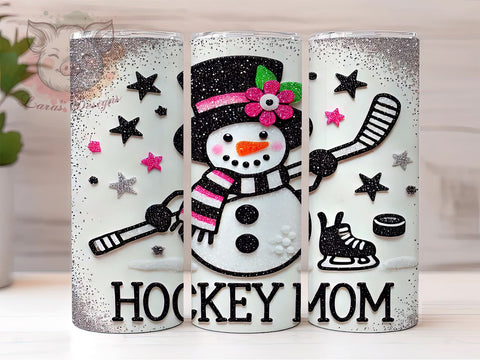 Hockey Mom Snowman 20oz Tumbler, Snowman Tumbler, Ice Skating Tumbler, 20oz Tumbler, Winter Sports, Mom Gift, Hockey Gift Sublimation Lara' s Designs 