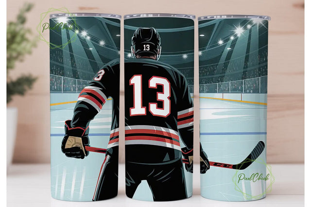 Hockey Player 20oz Tumbler Wrap Sublimation PixelChick 