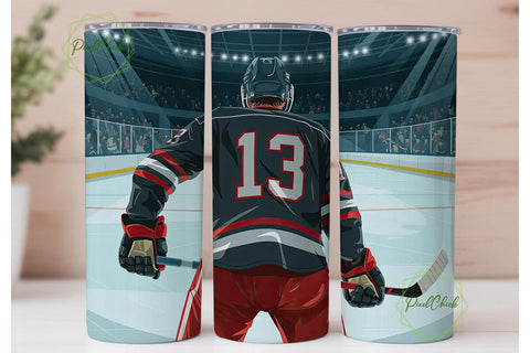 Hockey Player 20oz Tumbler Wrap Sublimation PixelChick 