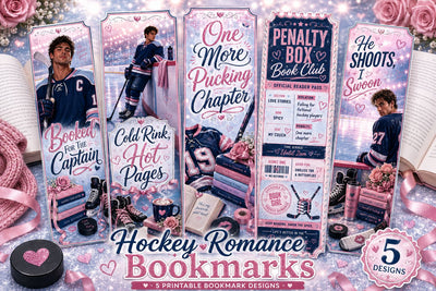 Hockey Romance Bookmark Printable Set 5 Sublimation BijouBay 