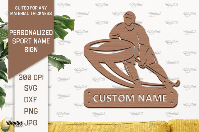 Hockey Sign Laser Cut. Personalized Sport Name Sign SVG Evgenyia Guschina 