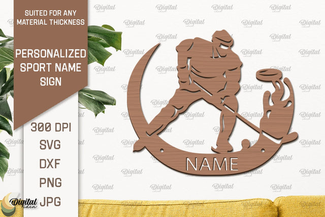 Hockey Sign Laser Cut. Personalized Sport Name Sign SVG Evgenyia Guschina 