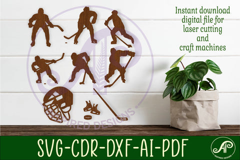 Hockey Silhouette laser cut wall art SVG APInspireddesigns 