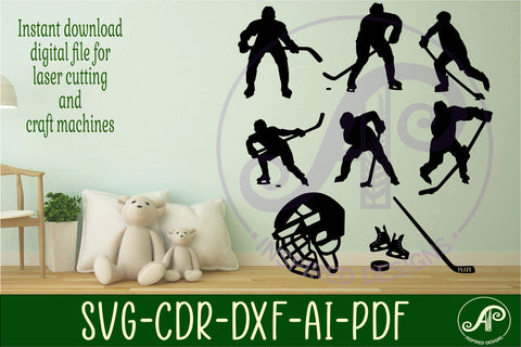 Hockey Silhouette laser cut wall art SVG APInspireddesigns 