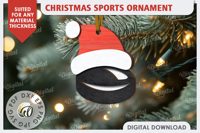 Hockey Sports Christmas Ornament Laser Cut. Santa Hat SVG SVG Evgenyia Guschina 
