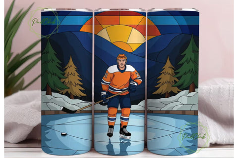 Hockey Stained Glass 20oz Tumbler Wrap Sublimation PixelChick 