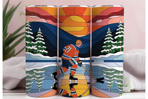 Hockey Stained Glass 20oz Tumbler Wrap Sublimation PixelChick 