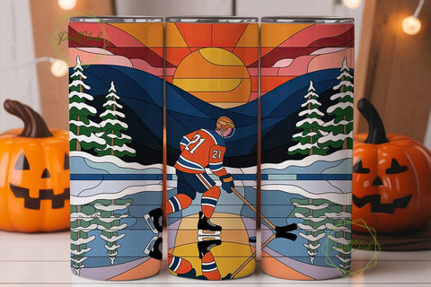 Hockey Stained Glass 20oz Tumbler Wrap Sublimation PixelChick 